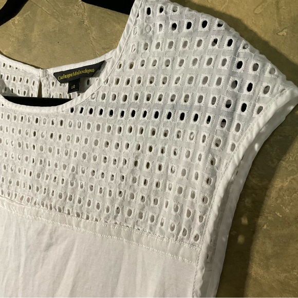 Catherine Malandrino Cotton Pointelle and Lyocell Sleeveless Top - Picture 2 of 6